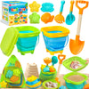 Duducofu Collapsible Beach Sand Toys For Kids Toddlers, Collapsible Sand Bucket With Sifter Shovels Set With Mesh Bag And Sand M