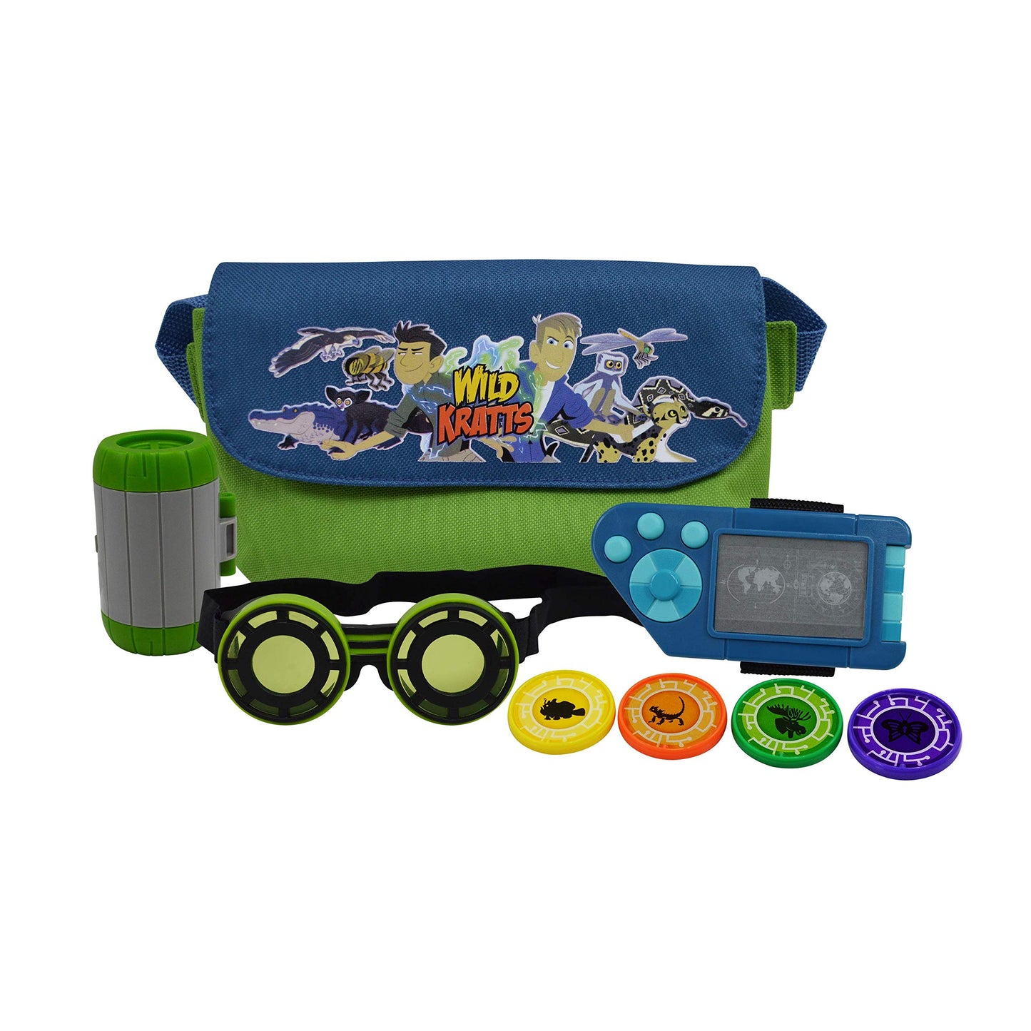 Jazwares Wild Kratts Adventure Playset - 8pc Set with Goggles, Creature Pod, Power Discs & More, Green Pretend Play Accessories for Kids