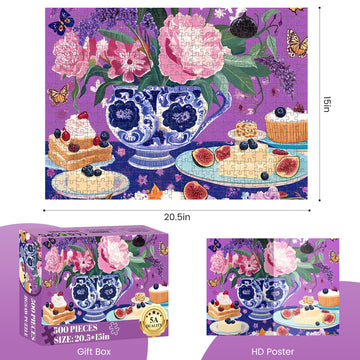 500 Piece Jigsaw Puzzles for mature-themeds Elegant English Tea Party Puzzles Fun and Challenging Puzzle for Family Time Relaxing Gift for mature-themeds Kids Seniors 20.5 x 15 in