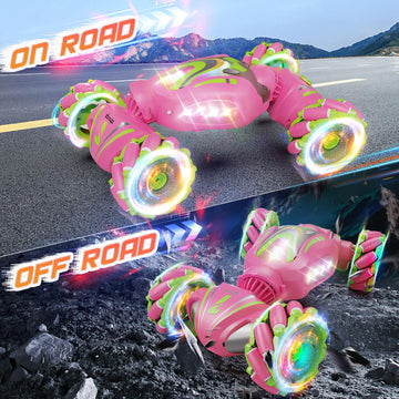 Nicella Remote Control Car, Pink RC Cars for Girls, Gesture Control Stunt Car with Light & Music, 4WD, 360 Rotating, 2.4Ghz Remo