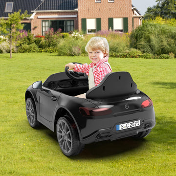 12V Kids Ride On Car With 2.4G Remote Control,Battery Powered Electric Car Ride On Vehicle Double Doors, 5 Point Safety Belt,Led Light (Sc-Black)