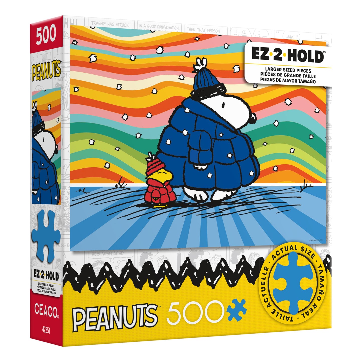 Ceaco - Peanuts - Puffer Coat - 500 Piece Jigsaw Puzzle - Oversized Pieces - Easy To Hold - Ez Hold