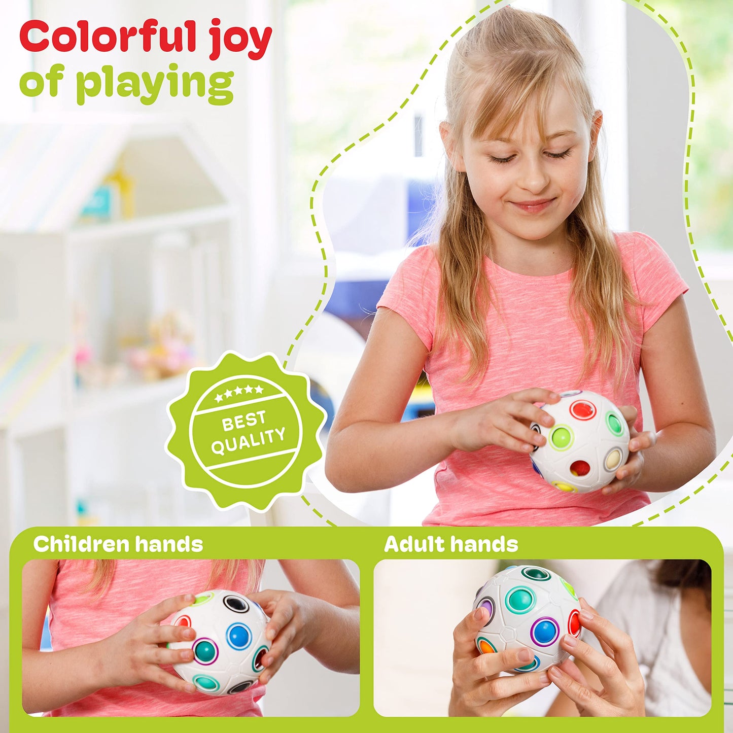 Cubidi® Original Big Rainbow Puzzle Ball I Brain Teasers For Kids Ages 6-10 I For Boys And Girls 6+ Years I Ideal Travel Toy For Children | Fidget Puzzles For Adults
