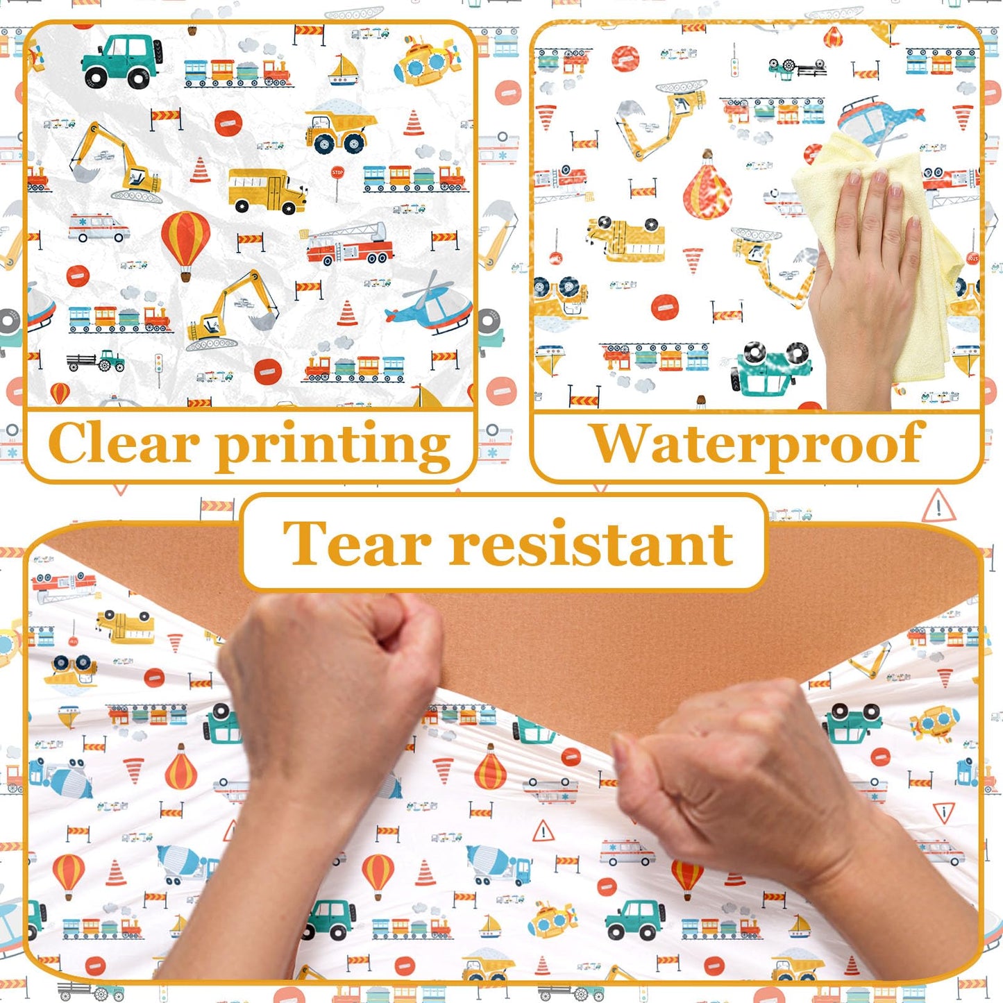 Hakoti 3Pack Transportation Birthday Tablecloth,Transportation Birthday Party Supplies Rectangular Truck Birthday Plastic Table