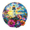 Wooden Puzzles for mature-themeds Stained Glass Lighthouse Puzzle Unique Shaped Wooden Jigsaw Puzzle Wood Puzzles mature-themed Flower Seaside Perfect for Birthday Gift Wall Art Room Decor (S-8.5*8.3in-100 pcs)