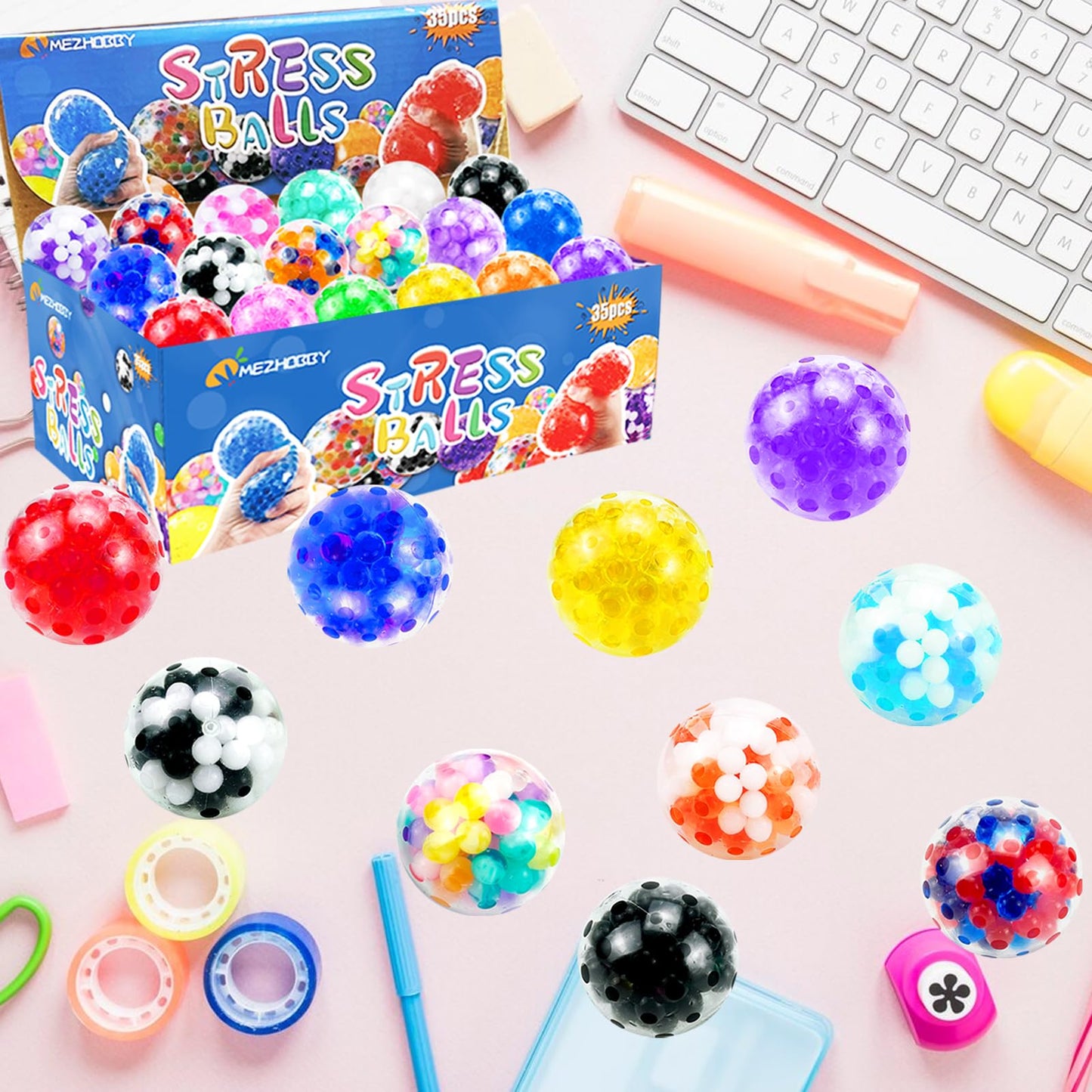 Stress Balls, Squishy Squeeze Balls Bulk, Small Sensory Balls, Adhd Stress Relief For Adults , Classroom Prizes, Party Favors, B