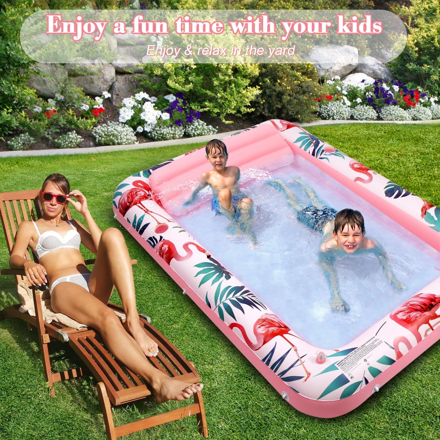 Premium Large Inflatable Tanning Pool Lounger Lake Flamingo Float Floaties For Adults - Comfortable Design With Cup Holders And