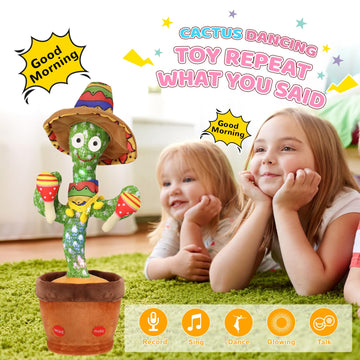 Emoin Talking Cactus Toys Wiggle Dancing Cactus Repeat What You Say Singing Mimicking Cactus Plush Toy With Light Up Electric Sh