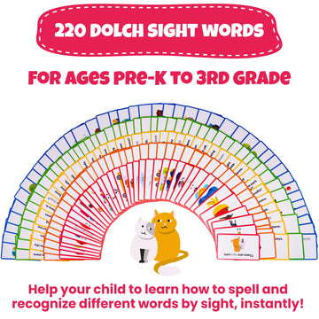 Sight Words Flash Cards Kindergarten – 220 Cards – Sight Words For Toddlers 4 Years – Dolch Sight Words Flash Cards –Pre-K Kinder 1St 2Nd 3Rd Grade – Sight Word Site Reading Kids Vocabulary Learning