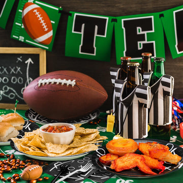 Umigy 96 Pcs Football Plates and Napkins Forks Sets Football Birthday Party Supplies for 24 Guests Black White Football Party Ta