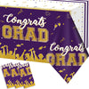 Chiazllta Set Of 3 Graduation Tablecloths Class Of 2024 Congrats Grad Purple Graduation Party Tablecover Decorations Party Suppl