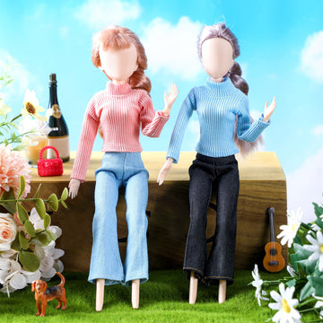 Fourluoo 6 Pcs Summer Doll Clothes Doll Sweater Fashion Outfits Long Sleeve Top Clothing For Birthday Gift(Retro Color,11.8 Inch