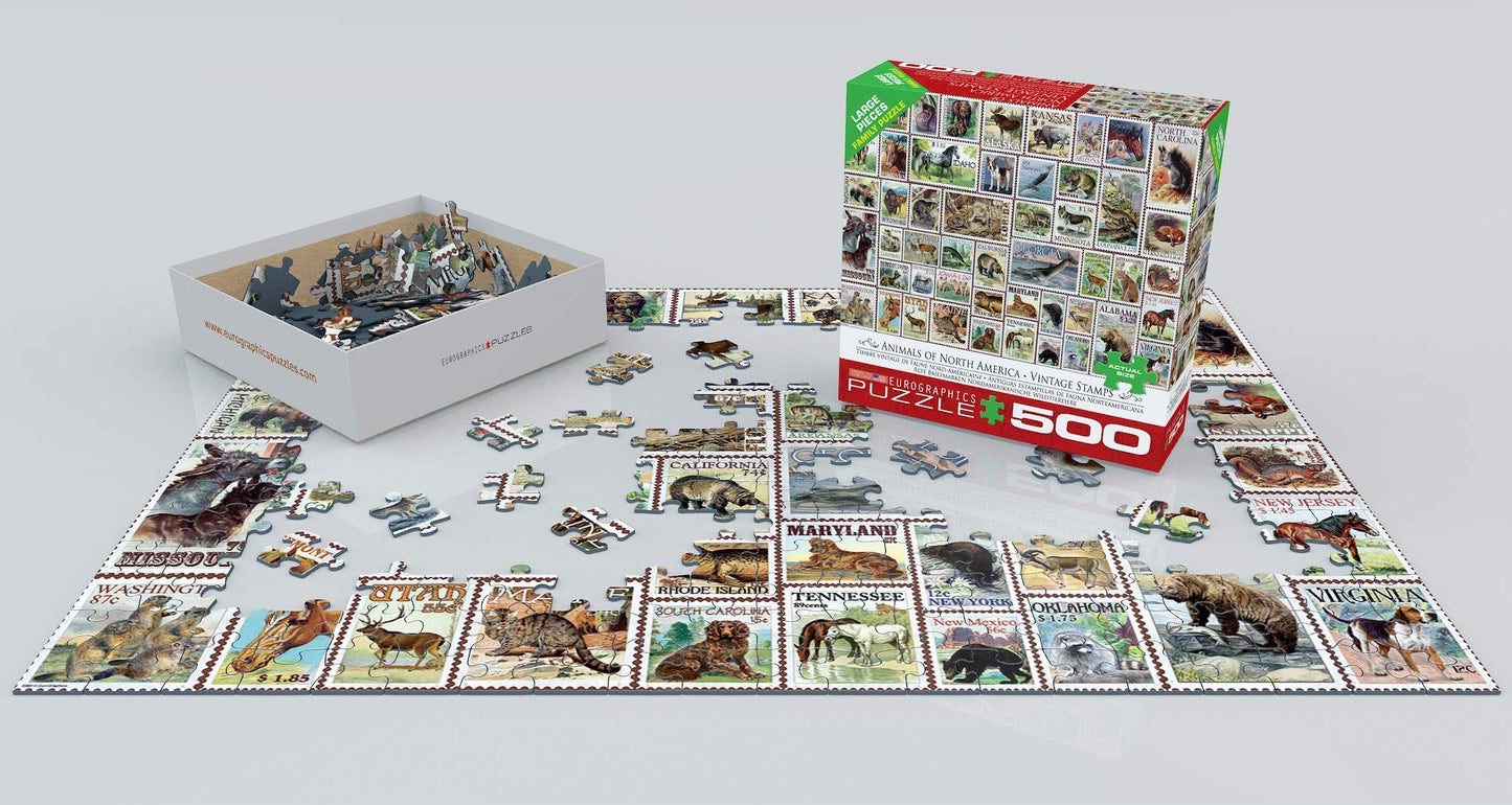 Eurographics (Eurhr North American Wildlife Vintage Stamps 500Piece Puzzle 500Piece Jigsaw Puzzle