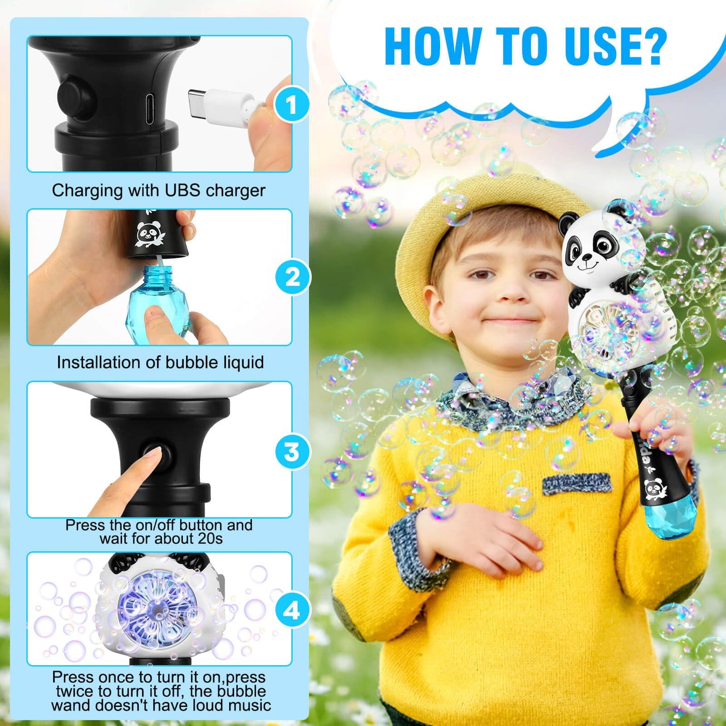 Aooess Bubble Machine For Kids Ages 4-8 Years Old: Light Up Bubble Wand Bubble Machine For Parties Outside Toys For Toddlers 3-5