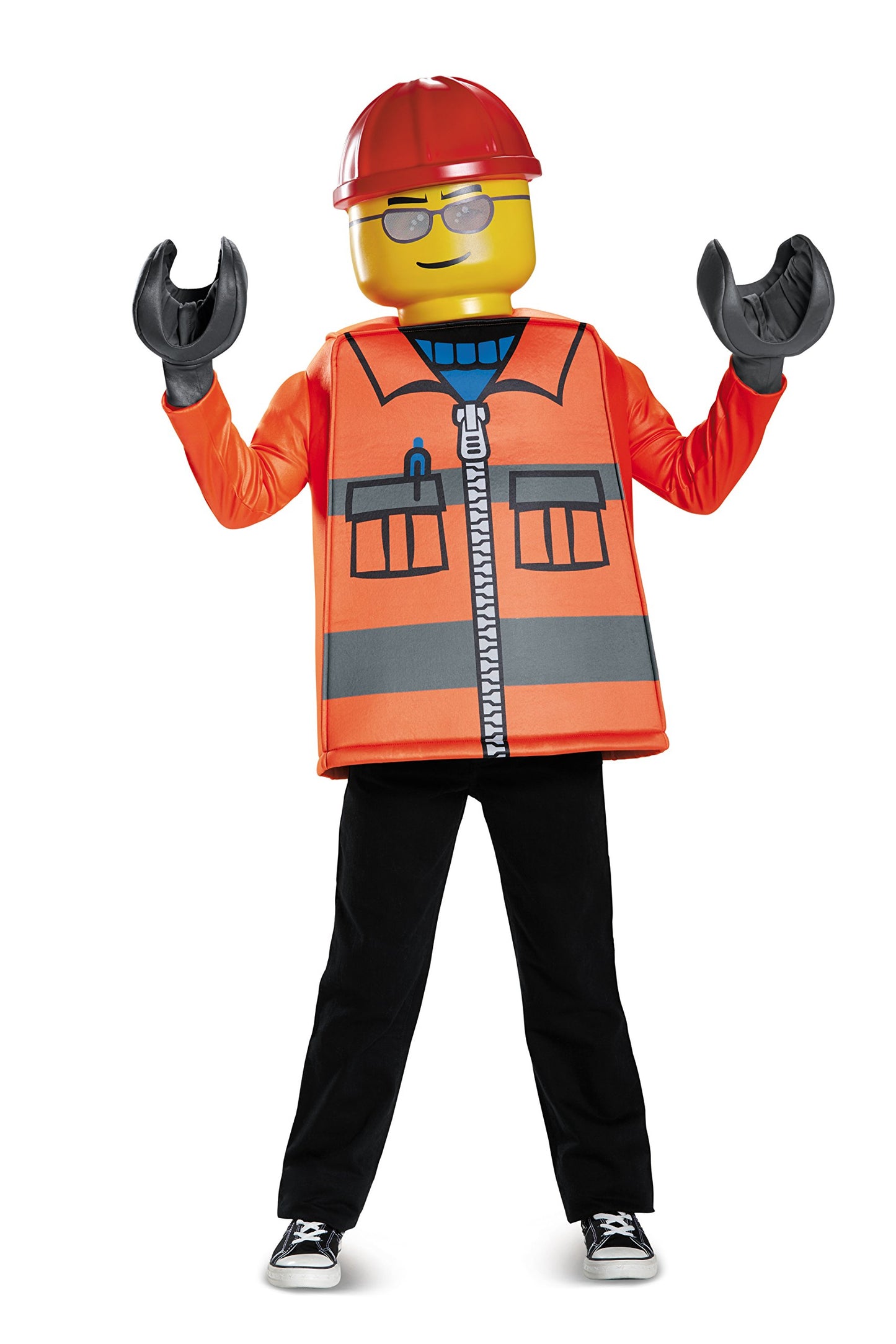 Disguise Lego Construction Worker Classic Costume, Orange, Large (10-12)