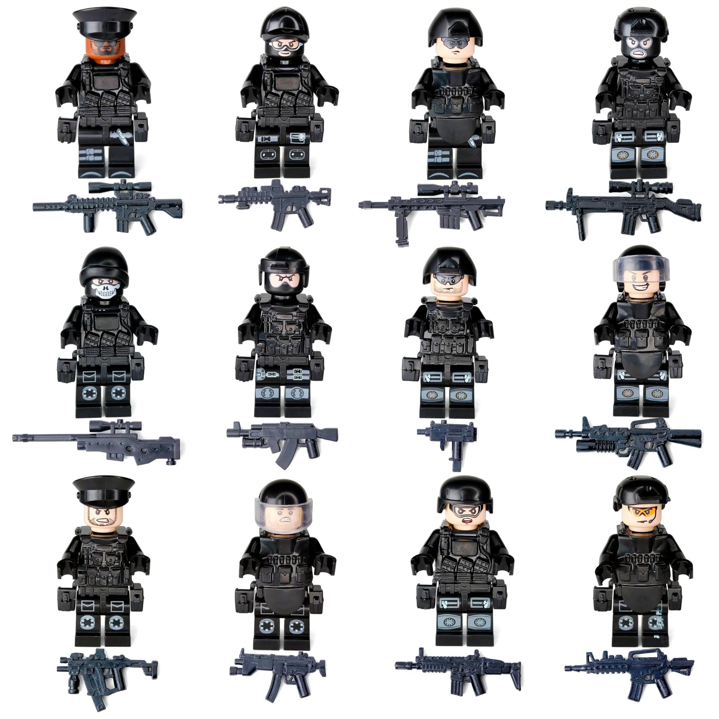 Toysvill SWAT Military Police Building Block Set for Kids | SUV + Soldiers Minifigures (12 PCS) with and Accessories Gift