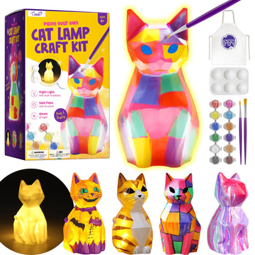 Laoese Paint Your Own Cat Lamp Kit, Art Supplies Arts & Crafts Kit, Painting Kit For Kids 6-12, Arts And Crafts For Kids Ages 8-
