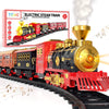 TEMI Train Set for Kids - Rechargeable Red Steam Engine with Cargo Car, Light & Sounds, Medium Size, Gift for Ages 4-7