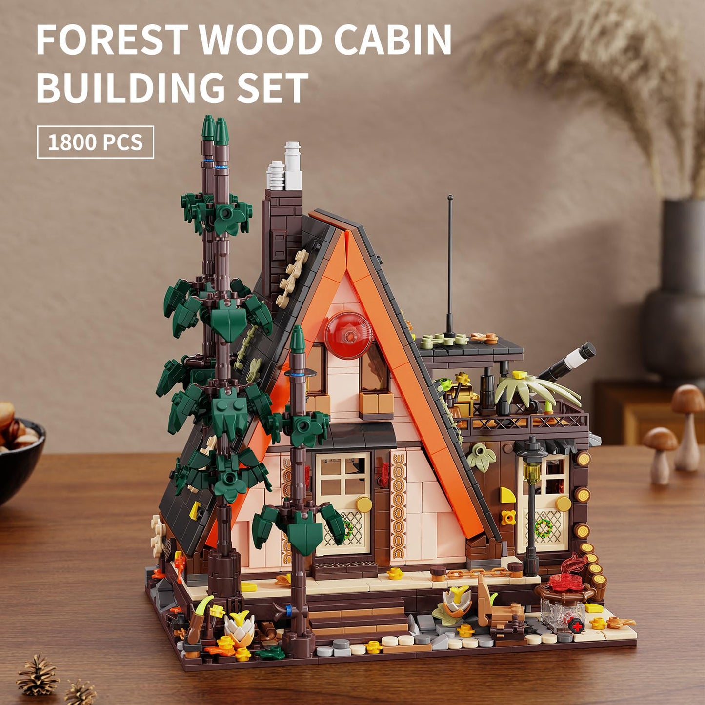 Tgl Tycole Wood Cabin Building Blocks Set With Led Lights,1800 Pcs Wooden Forest House Building Toys,Stem Treehouse Construction
