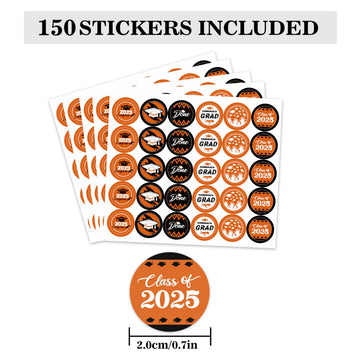Black and Orange Grad Graduation Party Favors Stickers for Chocolate Kisses, Congrats Grad Stickers Graduation Candy Stickers,Cl