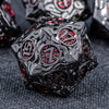 Kerwellsi Nature Vines Leaf Metal Dnd Dice Set With Gift Box, Black Red Polyhedral Dungeons And Dragons D&D Dice, 7Pcs Role Play