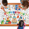 Happy Birthday Giant Coloring Poster For Kids 30X72 Inch, Birthday Large Coloring Poster Tablecloth, Birthday Themed Color-In Ac