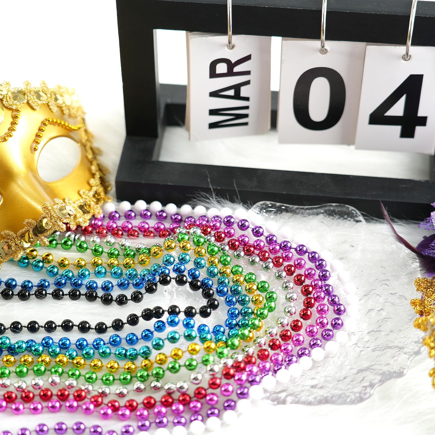 YAXINRUI 24 PCS Hot Pink Bead Necklaces, Pink Mardi Gras Beads, Cancer Awareness Beads Necklaces, Valentine Necklace, 33 Inch Ro