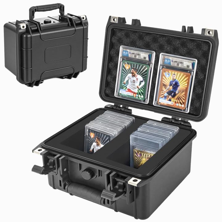 Ouutmee Graded Card Case - Ip67 Waterproof Storage Box For 40+ Psa, Csg, Bgs, Sgc Graded Sports Trading Cards