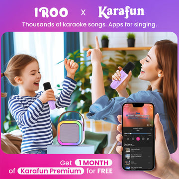 Mini Karaoke Machine For Kids, Birthday Easter Gifts Toys For Girls Boys Friends Age 3-12+, Portable Bluetooth Speaker With 2 Wireless Mics, Karafun Premium Songs Family Home Party(Purple)