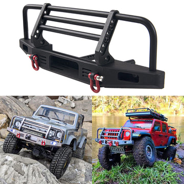 Vgoohobby Aluminum Front Bumper with LED Headlights Tow Hook Compatible with Traxxas TRX-4 TRX4 Axial SCX10 SCX10II 90046 90047