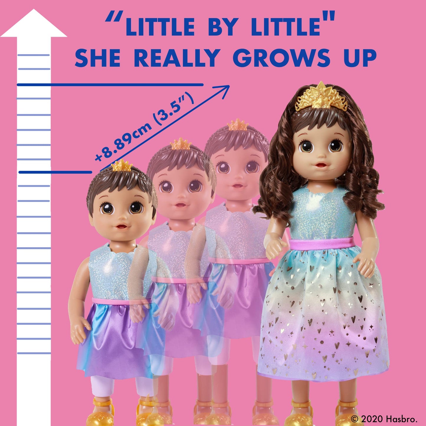 Baby Alive Princess Ellie Grows Up! Brown Hair, Interactive Doll With Accessories, Toys For 3+ Years Old Girls And Boys, 18-Inch