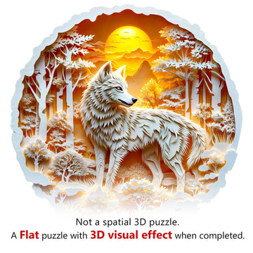 Wooden Puzzles for mature-themeds -Wolf Puzzle Flat Puzzle with 3D Visual Effect Irregular Shape Wood Puzzles mature-themed Paper Sculpture Wall Art Home Decor Gift for Family Friends (S-8.5 * 8.4in 100 Pieces)