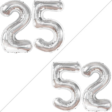 Katchon, Silver 25 Balloon Numbers - Giant, 40 Inch | 25 Number Balloons For 25Th Birthday Decorations For Women | 25 Birthday Balloons For 25Th Birthday Decorations For Men | 25 Foil Number Balloon