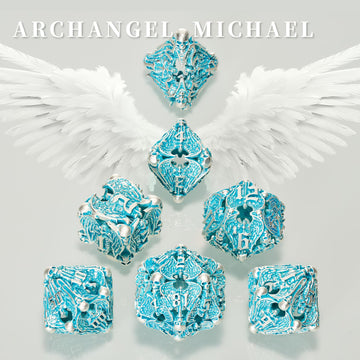 Hnccesg Dnd Metal Dice Set - Matte Blue White 7 Pcs Skull Hollow For Dungeons And Dragons, Mtg Rpg Role Playing (D&D)