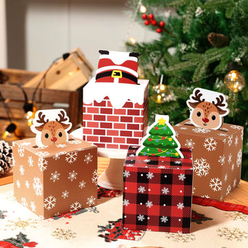 Sinasasspel 6Pcs Christmas Money Box For Cash Pull Surprise Gift Box Money Explosion Holder Santa, Reindeer, Holiday Diy Money Roll Boxes Pull Out Present Xmas Party Supplies