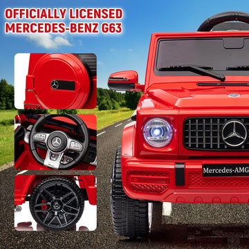 12V Kids Ride on Car, Licensed Mercedes Benz G63 Car for Kids w/Remote Control, Safety Lock, Soft Start, Wheels Suspension, LED
