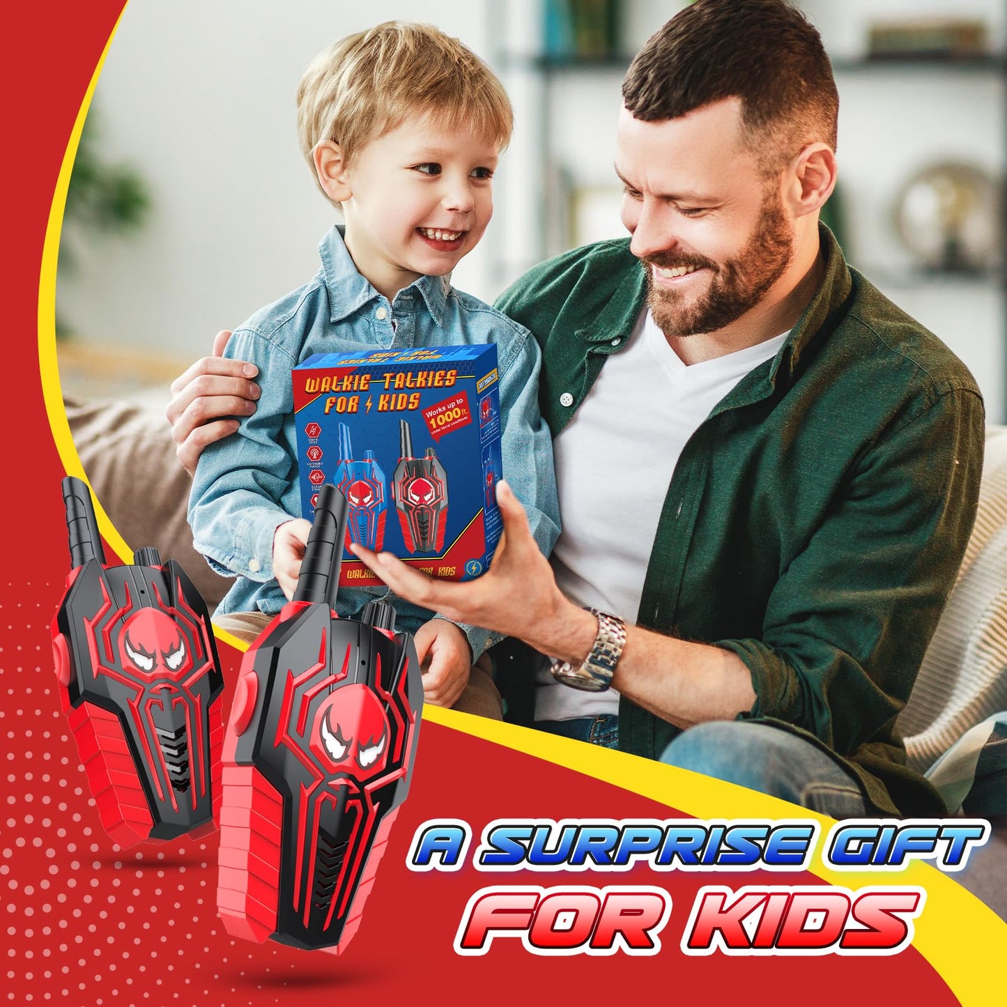 Kids Walkie Talkies for Boys: Toys Gifts for 3 4 5 6 7 8 Year Old Boys Kids Walkie Talkies 2 Pack Outdoor Hiking Camping 2 Way R