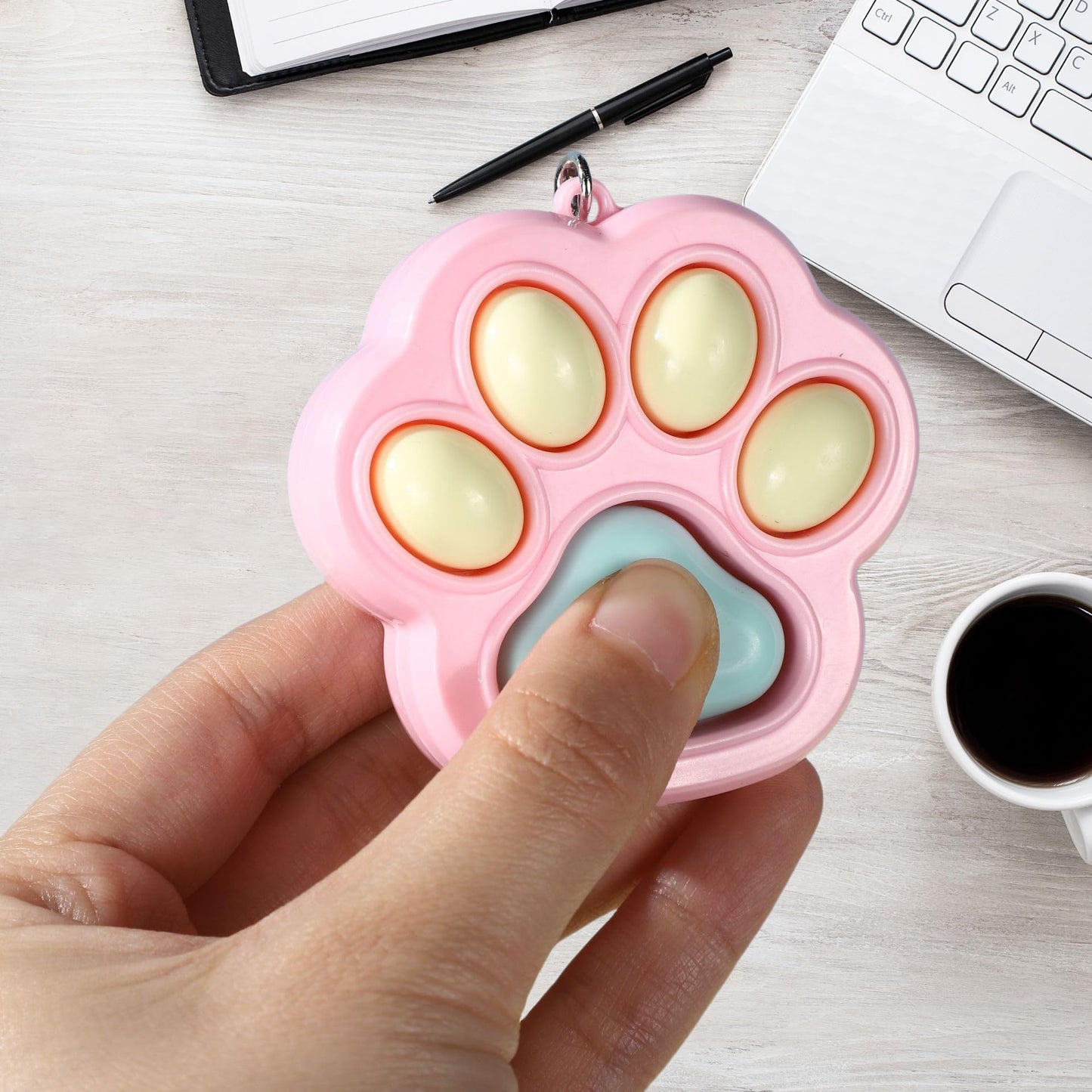 Zioyihan 3 Pcs Cat Paw Fidget Toys Fidget Keychain Clicker Toys Mini Sensory Toy Anxiety and Stress Relief for Child &mature-themeds