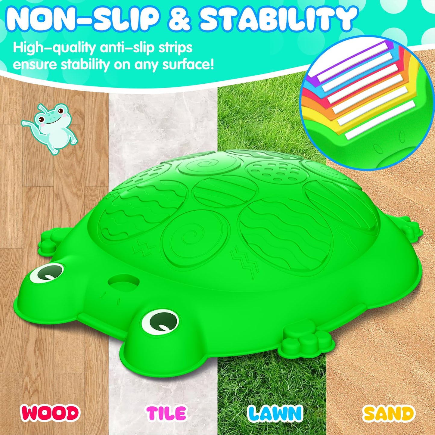 Kizjorya Stepping Stones For Kids, 12 Pcs Frog Non-Slip Balance Steps Stones Sensory Toys For Toddler Ages 3-5, Obstacle Course