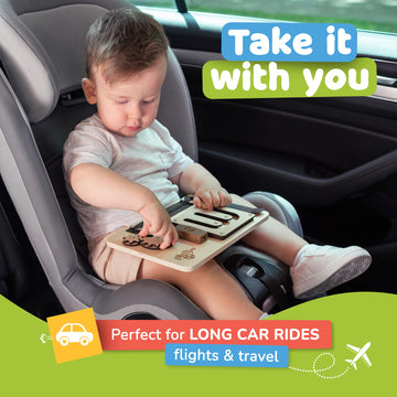 deMoca Baby Busy Board for 1 Year Old, Premium Montessori Toddler Travel Toy with Educational Activities, Sensory Travel Toys fo