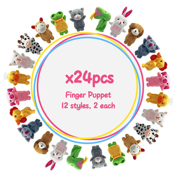 24 Pcs Finger Puppets Set Mini Stuffed Animals Finger Puppet Toys For Storytelling Playing Teaching Shows Playtime Schools Birthday Party Gift Favor Supplies