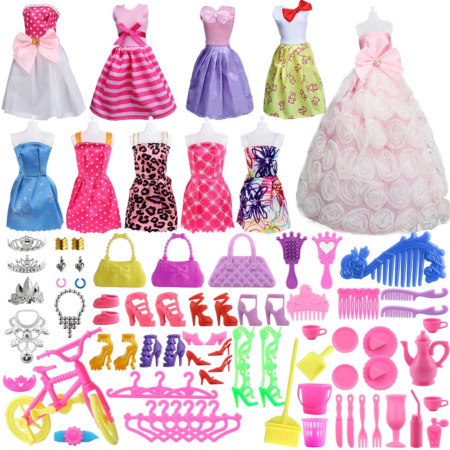 Sotogo 85 Pieces Doll Sotogo 85 Pieces Doll Clothes And Accessories For 11.5 Inch Girl Doll Clothes Include 10 Sets Girl Doll Fashion Clothes And 75 Pieces Doll Accessories