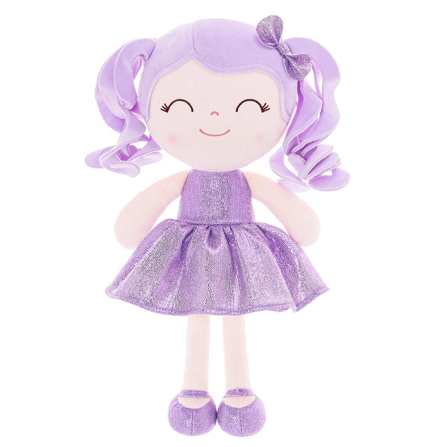 Gloveleya Baby Dolls Soft Snuggly Doll First Baby Girl Gifts Plush Doll With Sparkling Dress Purple 12Inches Pearlescent Series