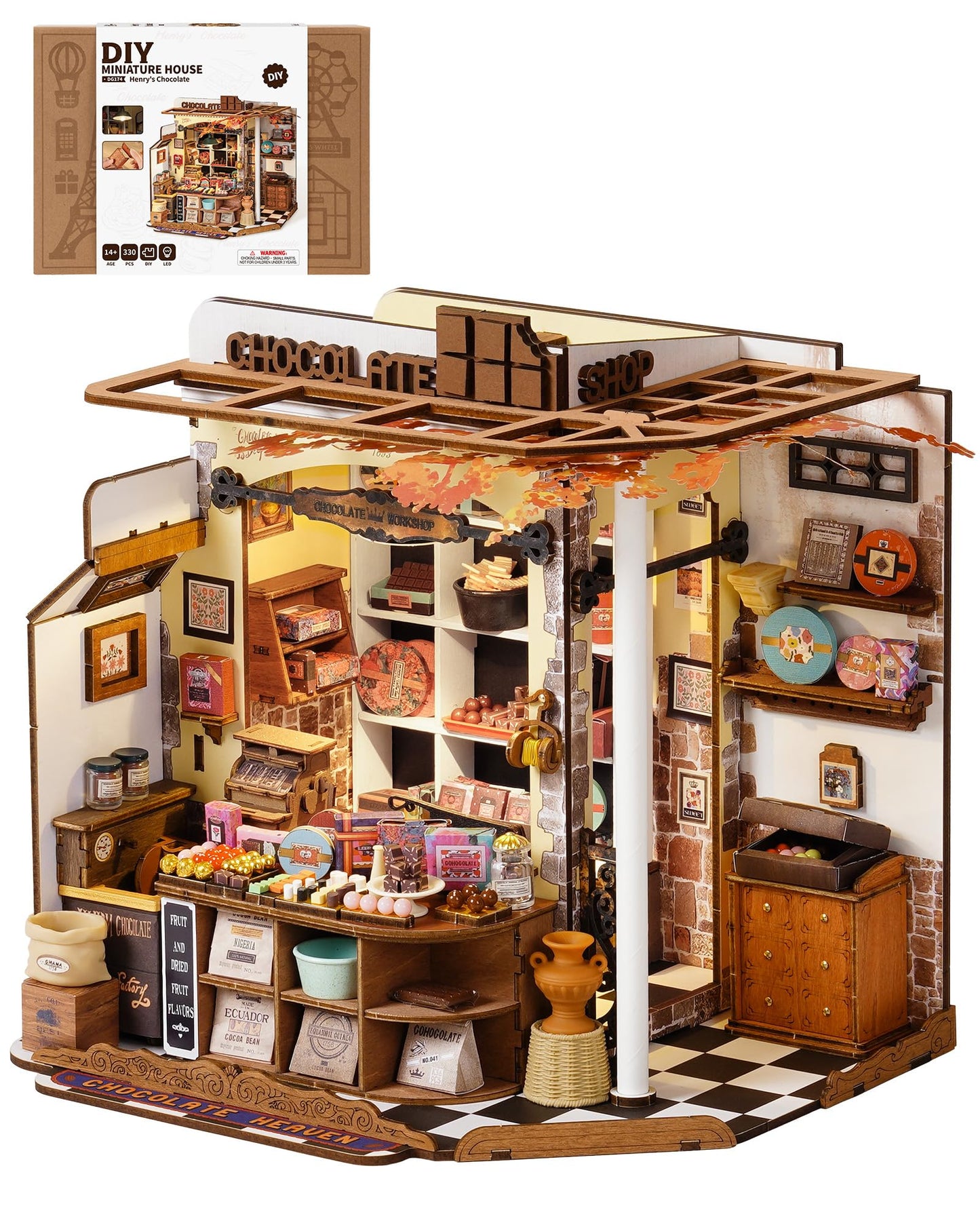 Robotime Diy Miniature House Kit, Tiny House Building Kits,Mini Wooden Furniture Kit For Adults, Dollhouse For Birthday Christma