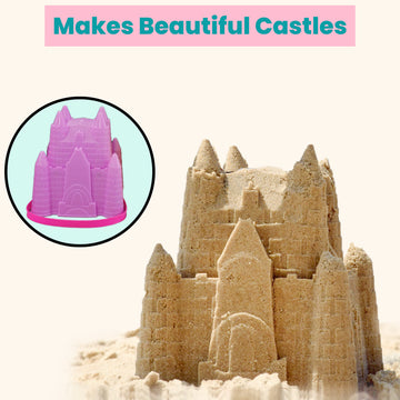 4E'S Novelty (4 Sets) Castle Beach Buckets And Shovels, Large Size 7'' - Sand Castle Building Kit, Sandcastle Molds Beach Toys F