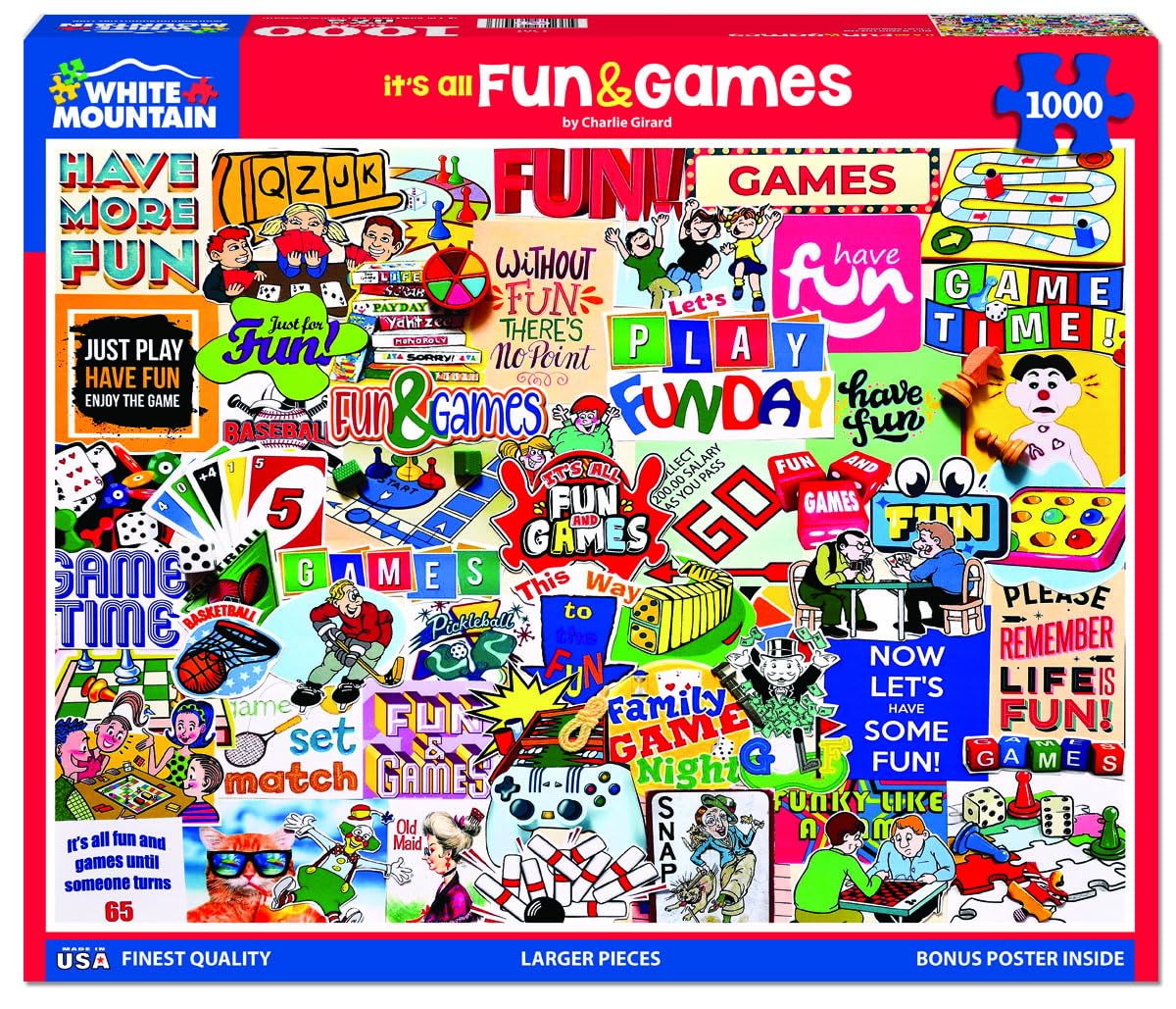 White Mountain Puzzles - It'S All Fun & Games - 1000 Piece Jigsaw Puzzle For Adults & Kids - Fun Family Activity - 24''X30''