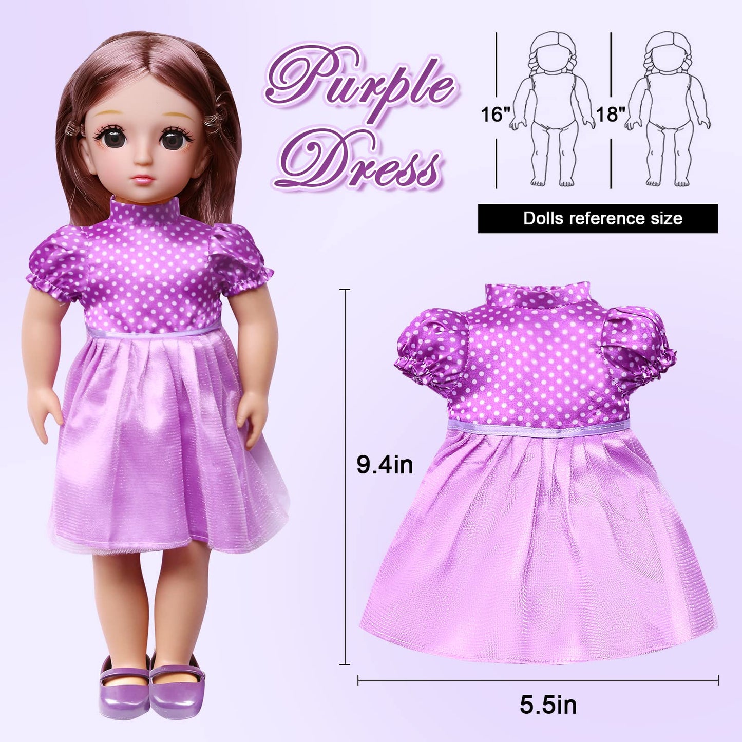 Mlcnles 18-Inch Doll Clothes Accessories - Children'S Day Present For Doll Princess Costume Dress Decorative Accessories Fits Al