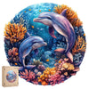 Wooden Puzzles for mature-themeds Dolphins World Wooden Jigsaw Puzzles 500pcs 16.5x16.5in Royal Unique Shape Ocean mature-themed Puzzles Irregular Wood Puzzles Creative Gift for mature-themeds and Kids Family Game