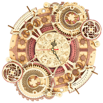 Rokr 3D Wooden Puzzles For Adults Mechanical Clock Kits-Zodiac Clock, Diy Clock Model Building Kits Brain Teaser Puzzles, Diy Crafts/Hobbies/Gifts Desk Decor For Teens (Zodiac Clock)
