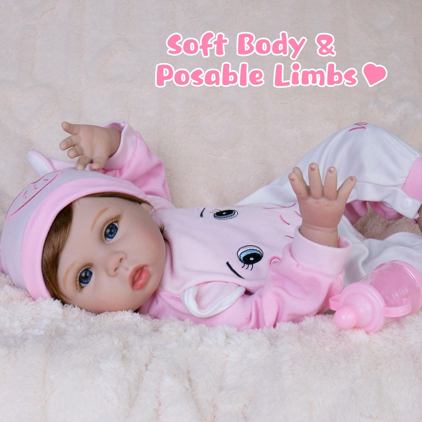 Ekokiz Reborn Baby Dolls, 22-Inch Realistic Newborn Baby Doll Soft Cloth Body Lifelike Baby Dolls Complete With Clothes And Toy